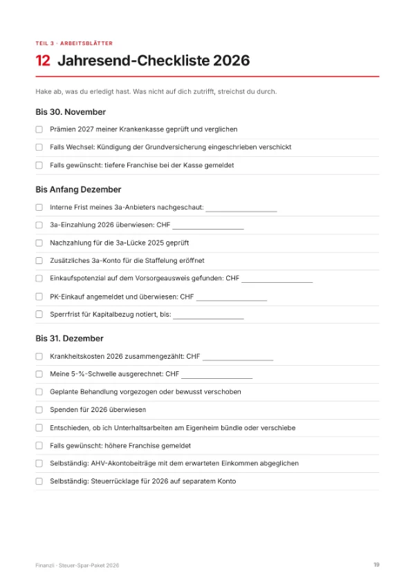 Arbeitsblatt: Jahresend-Checkliste